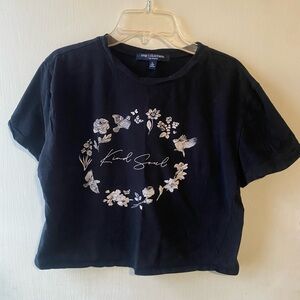 One Clothing Black Floral Crop Tee